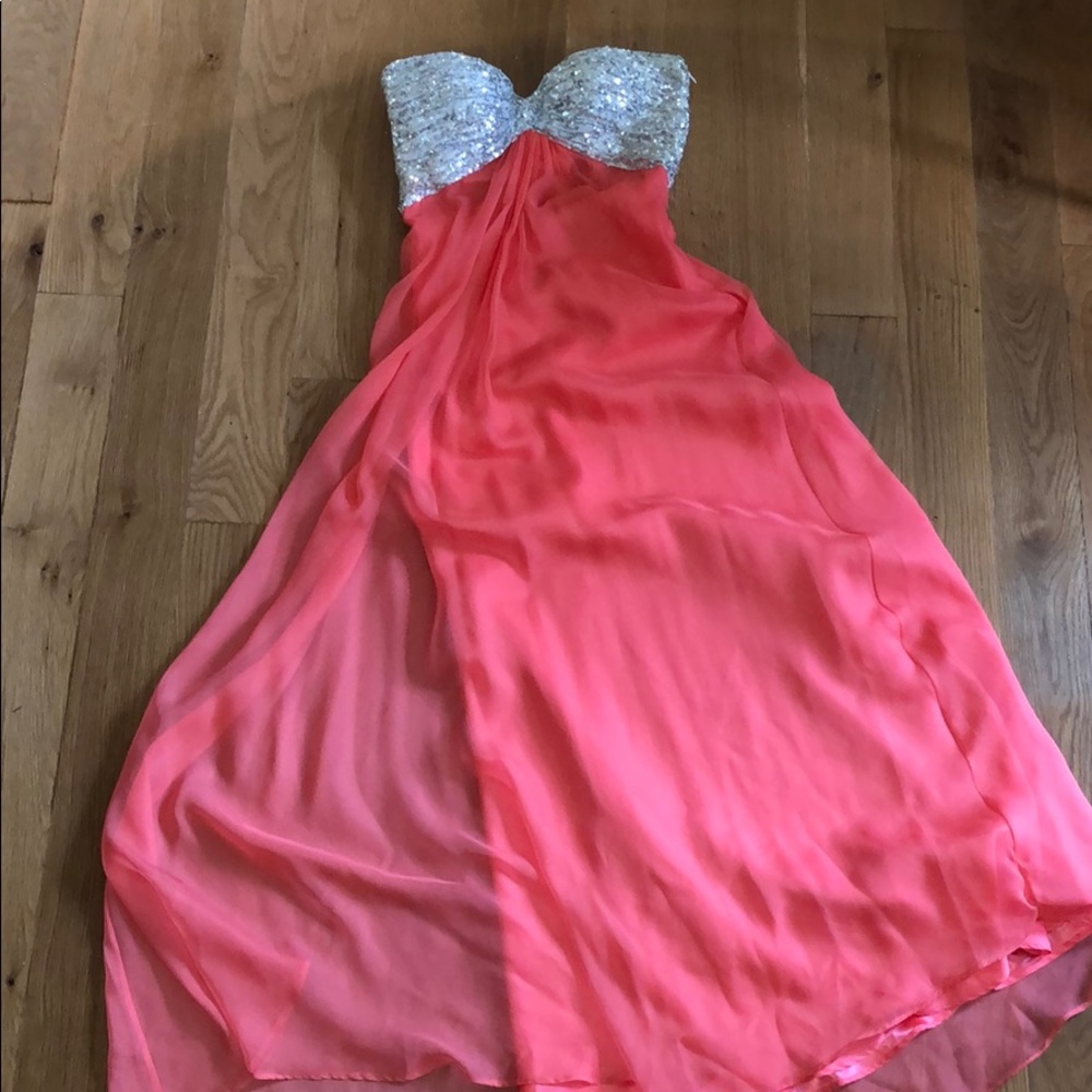 Coral pink prom dress